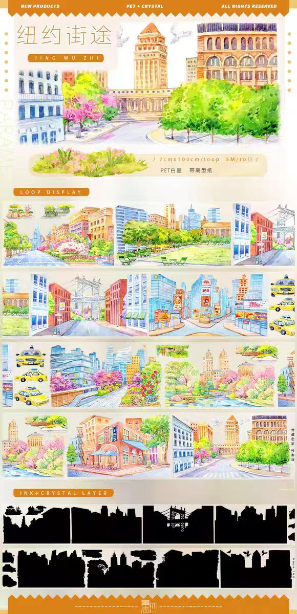 Nature Scenery Tape Landscape PET Tape for Journaling Scrapbooking DIY Craft (5m/roll)