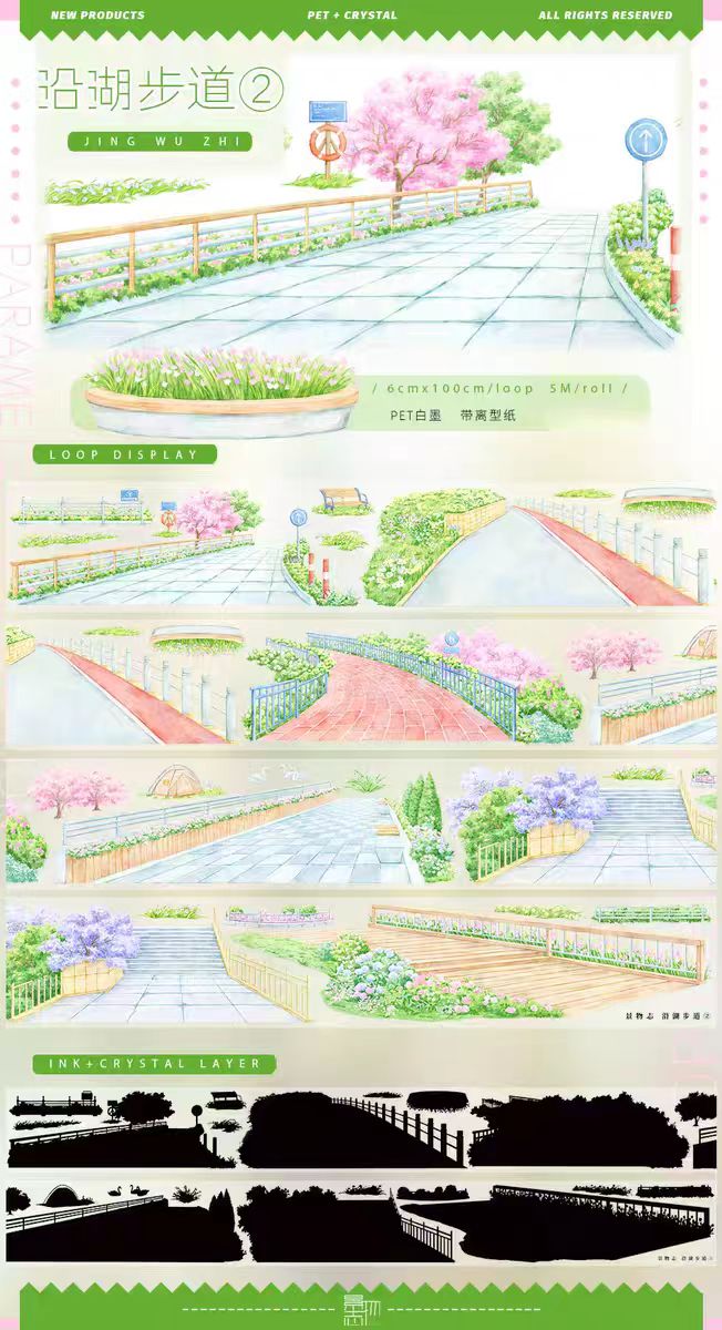 Nature Scenery Tape Landscape PET Tape for Journaling Scrapbooking DIY Craft (5m/roll)