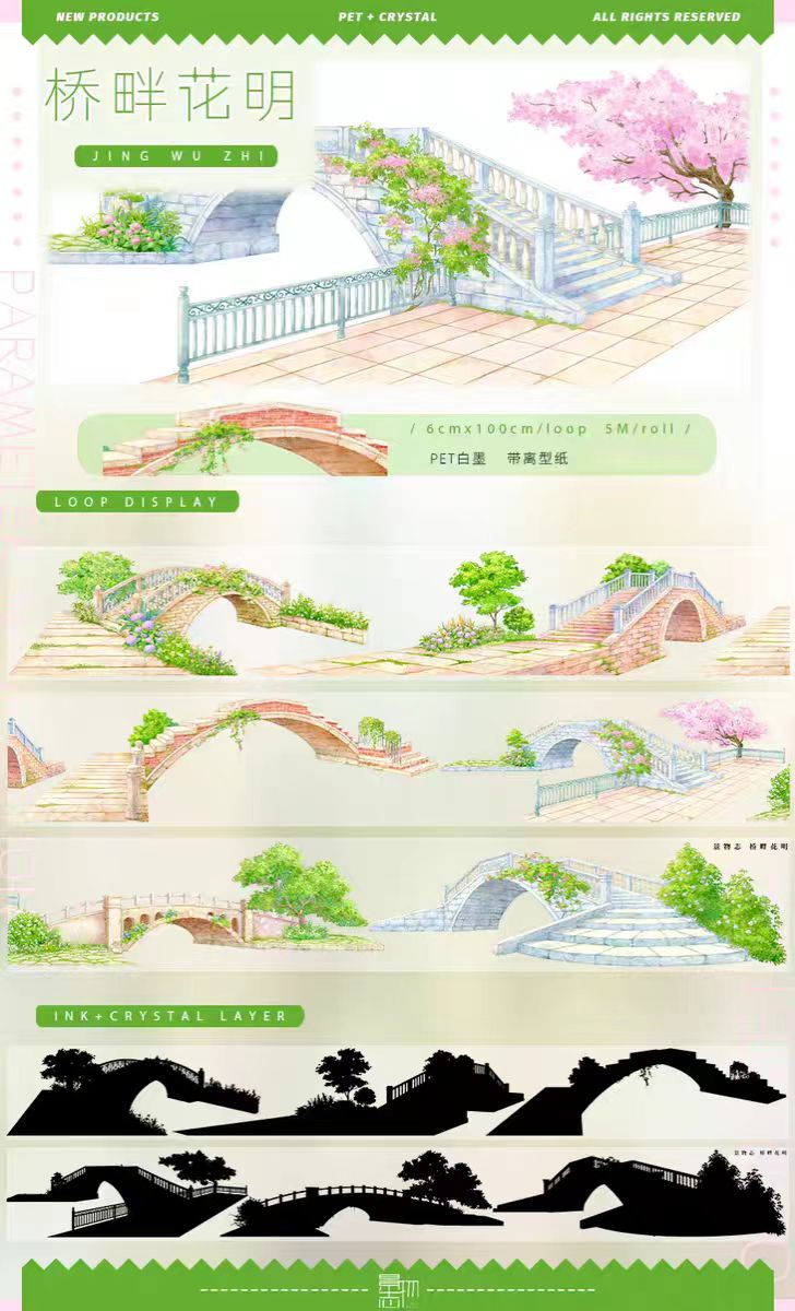 Nature Scenery Tape Landscape PET Tape for Journaling Scrapbooking DIY Craft (5m/roll)