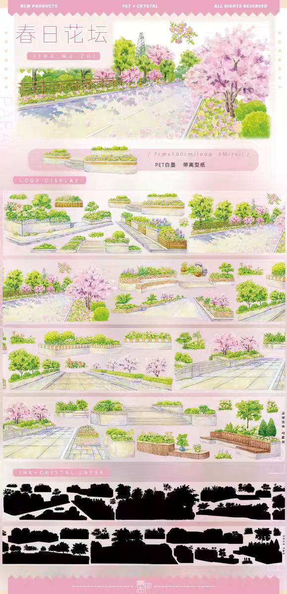 Nature Scenery Tape Landscape PET Tape for Journaling Scrapbooking DIY Craft (5m/roll)