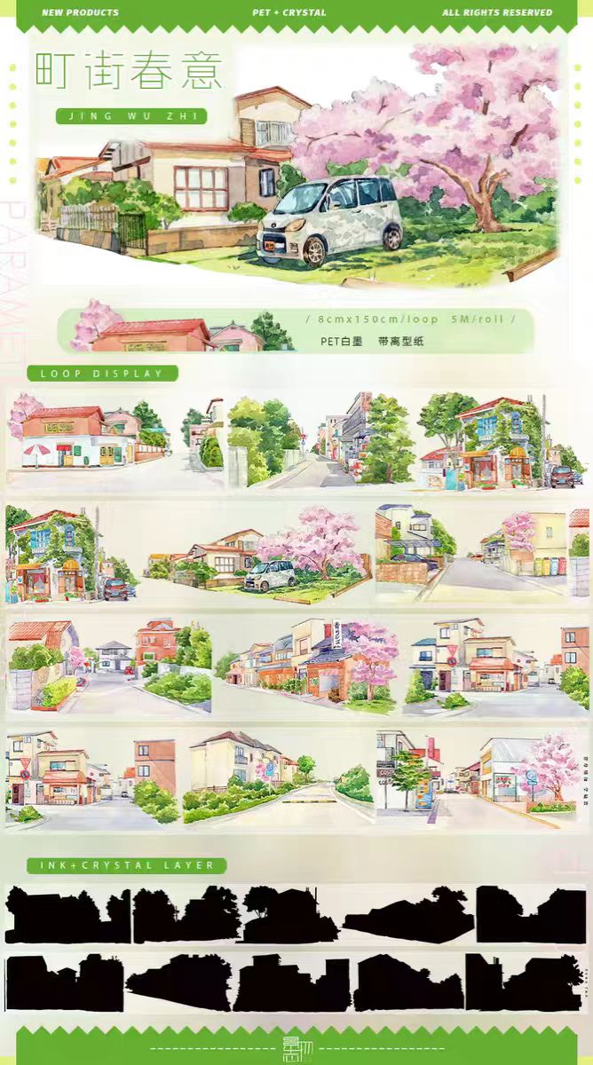 Nature Scenery Tape Landscape PET Tape for Journaling Scrapbooking DIY Craft (5m/roll)