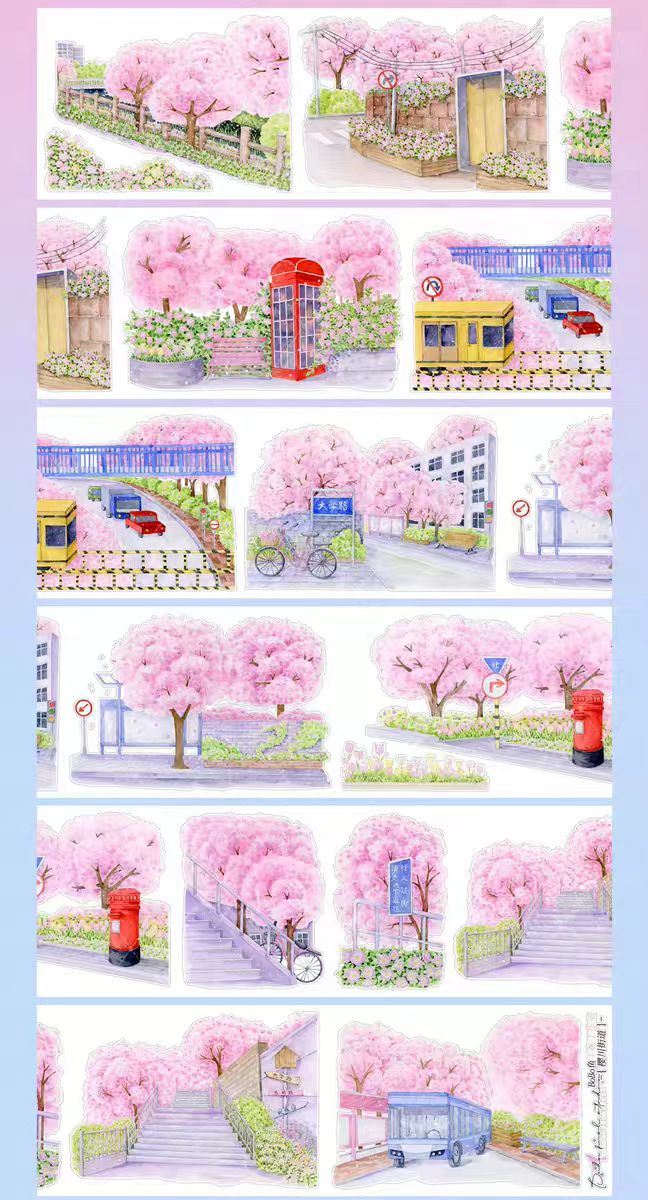 Aesthetic PET Landscape Tape for Bullet Journal DIY Crafts (5m/roll)