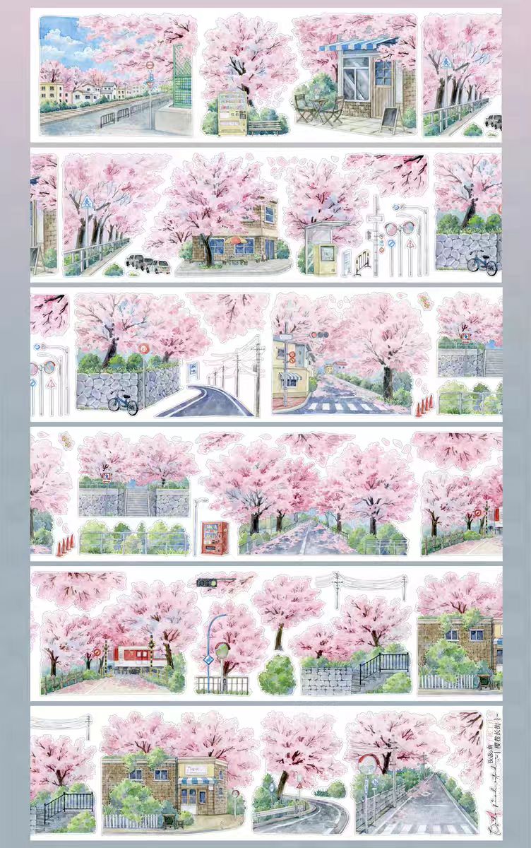 Aesthetic PET Landscape Tape for Bullet Journal DIY Crafts (5m/roll)
