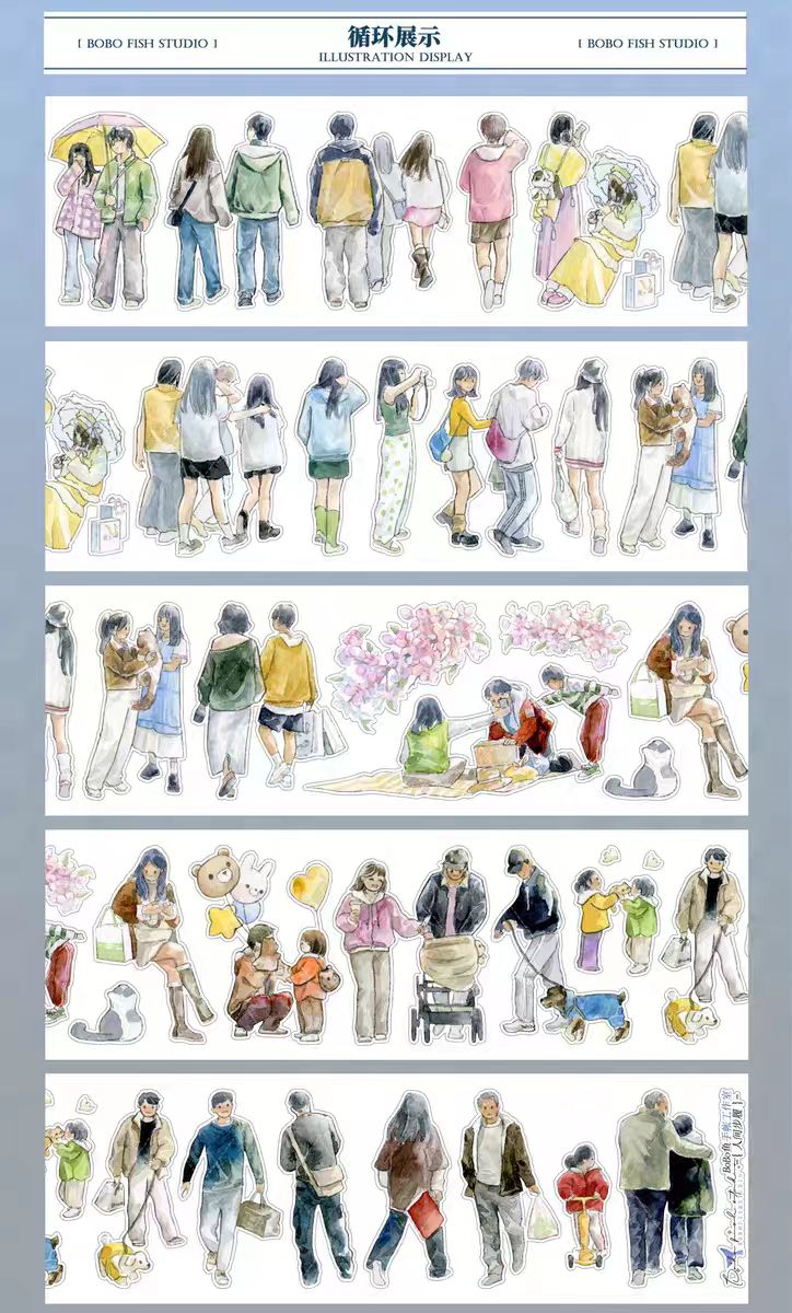 Journal PET pre-cut Tape | Cute Character Stickers for Scrapbooking & Planner Decor