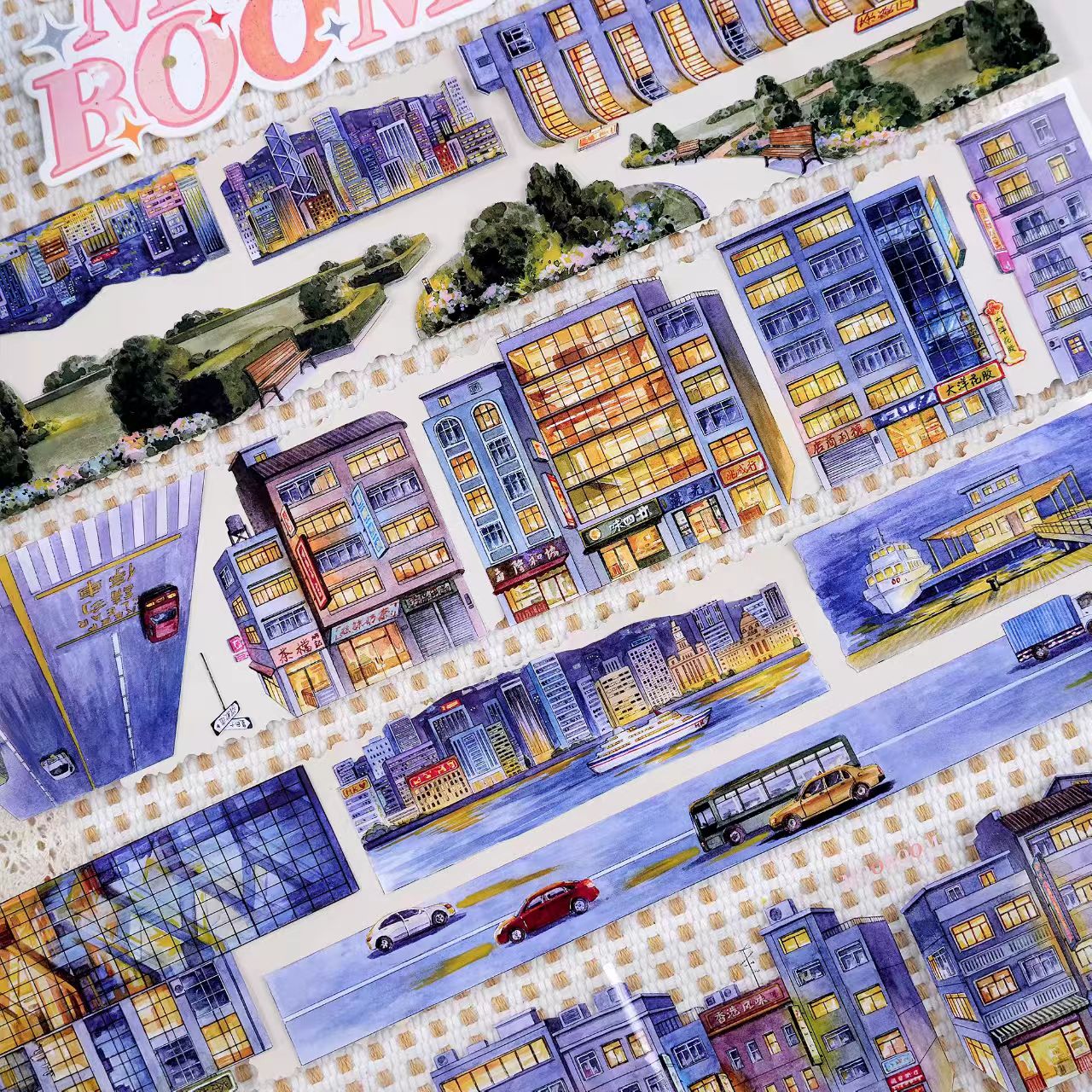 Cityscape PET Tape | Urban Architecture Decorative Tape for Journal Scrapbooking DIY