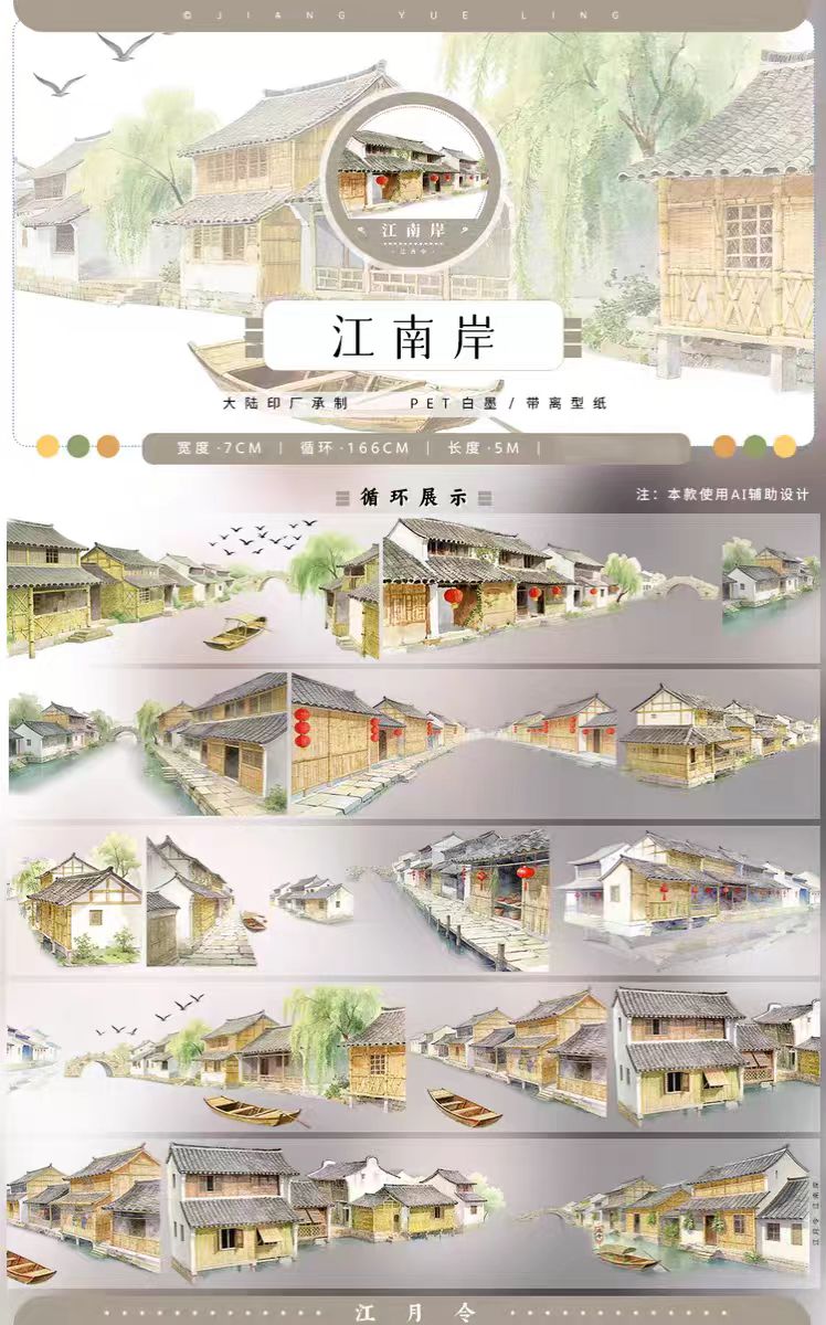 Transparent PET Landscape Washi Tape for Journaling Scrapbooking (5m/roll)
