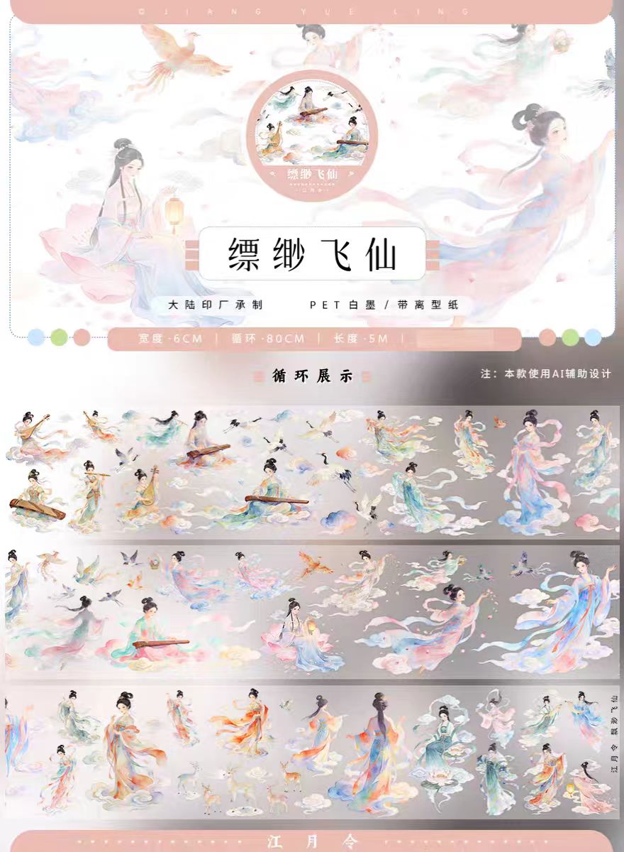 Transparent PET Landscape Washi Tape for Journaling Scrapbooking (5m/roll)