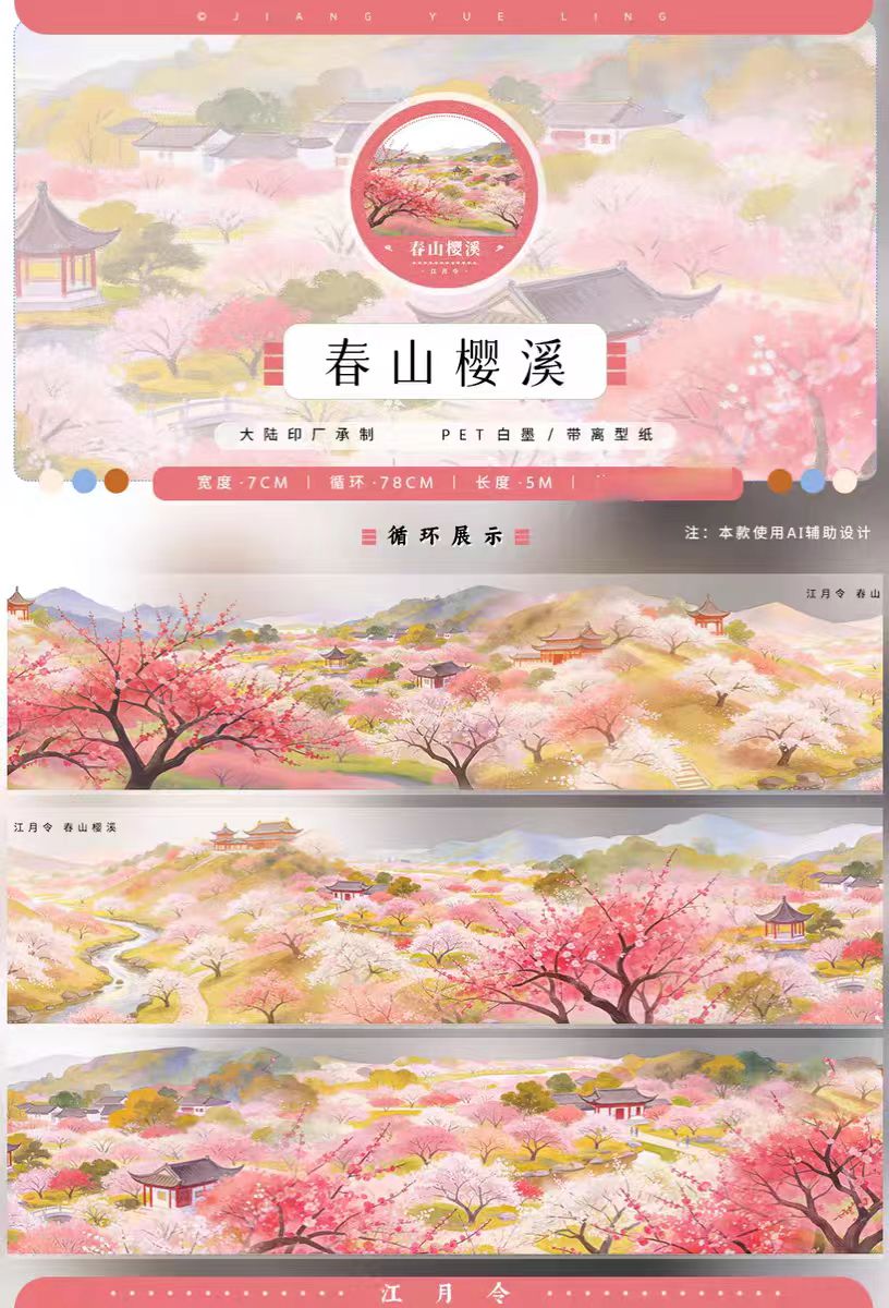 Transparent PET Landscape Washi Tape for Journaling Scrapbooking (5m/roll)