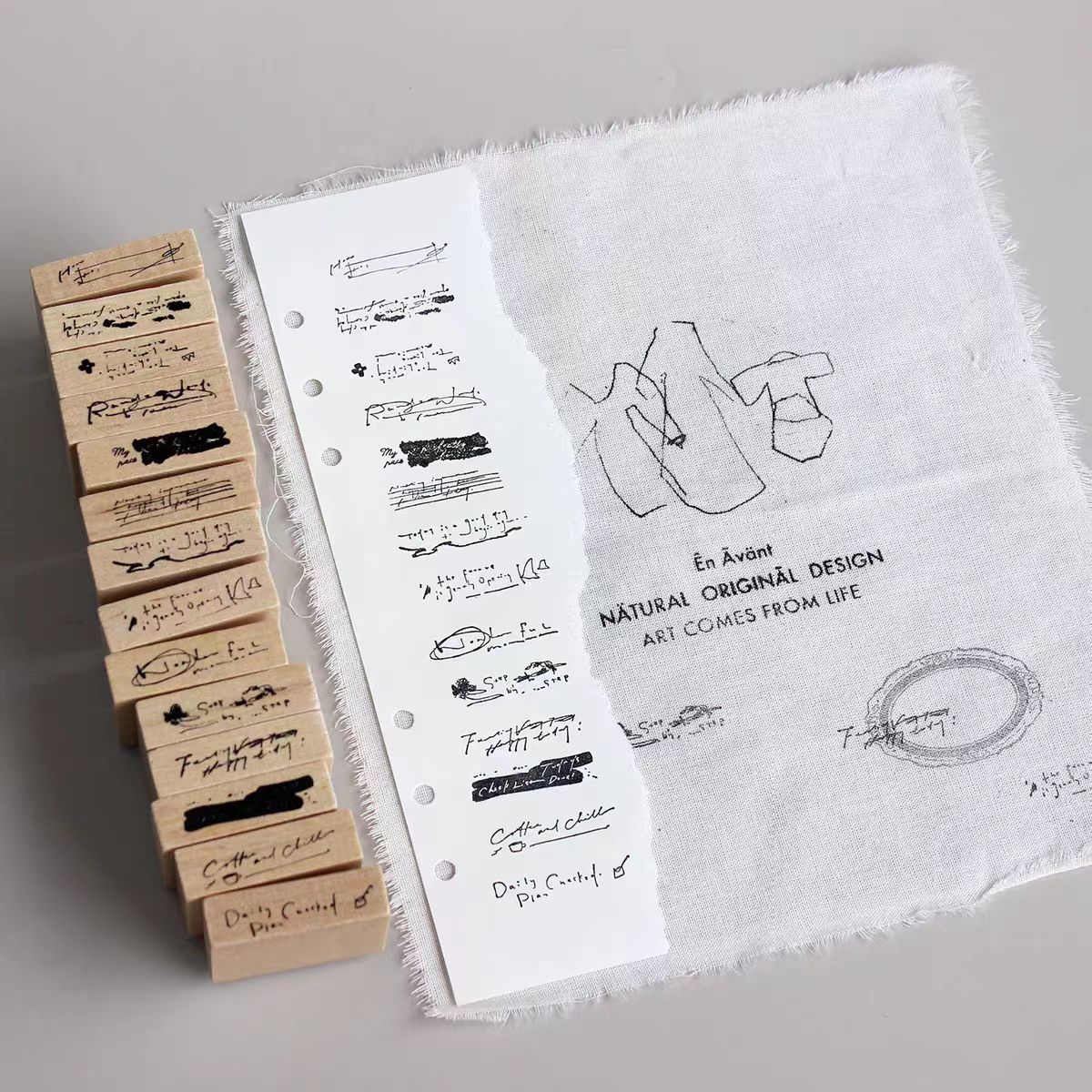 Wooden stamp set (7.5*7.5*4cm) 14pcs/set