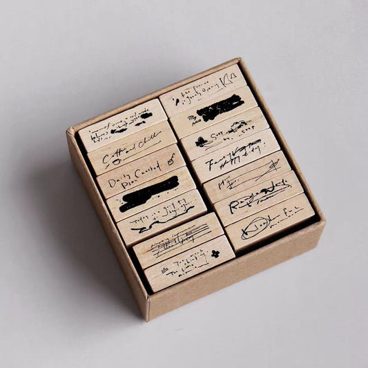Wooden stamp set (7.5*7.5*4cm) 14pcs/set