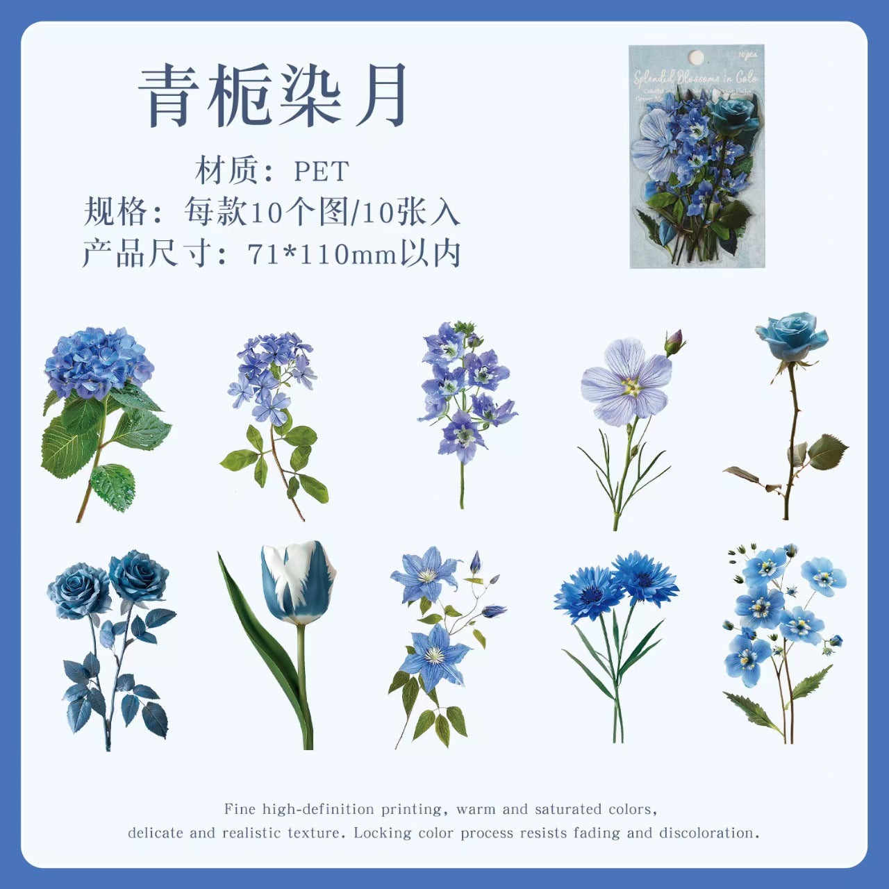 Journal flower PET sticker packs (10pcs/pack)
