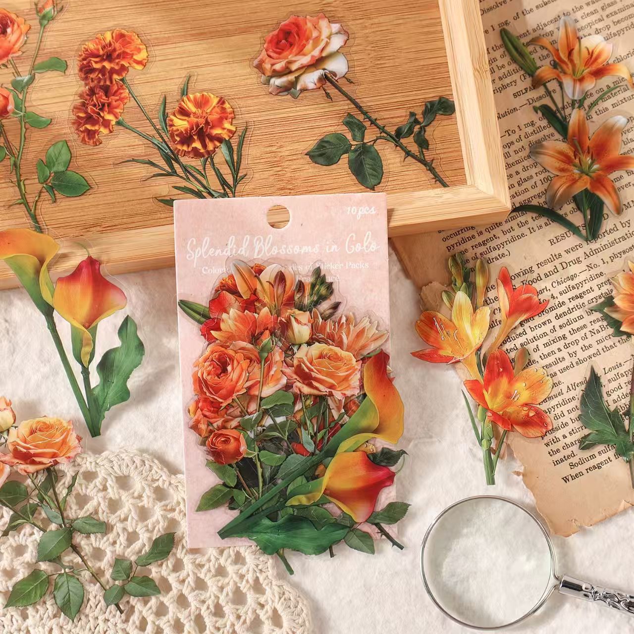 Journal flower PET sticker packs (10pcs/pack)