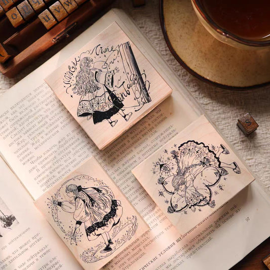 Vintage Wooden Rubber Stamp Retro Journal Scrapbooking DIY Craft Decor
