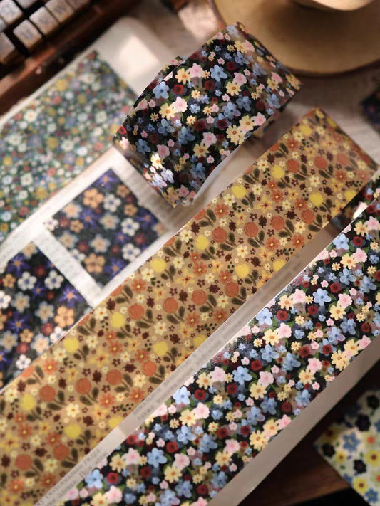 Vintage Floral Washi Tape Aesthetic Retro Flower Decorative Masking Tape Scrapbooking Journal Planner Crafts Stickers Gift Wrapping Tape
