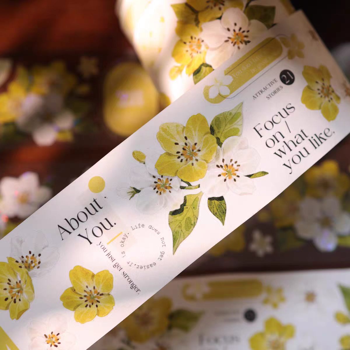 Floral Pattern Pre-cut Washi & PET Tape Set - Decorative Adhesive Tape for Journaling, Scrapbooking & Craft Projects