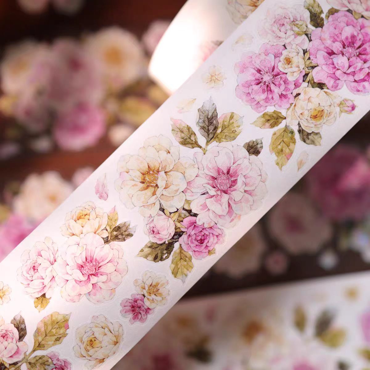Floral Pattern Pre-cut Washi & PET Tape Set - Decorative Adhesive Tape for Journaling, Scrapbooking & Craft Projects