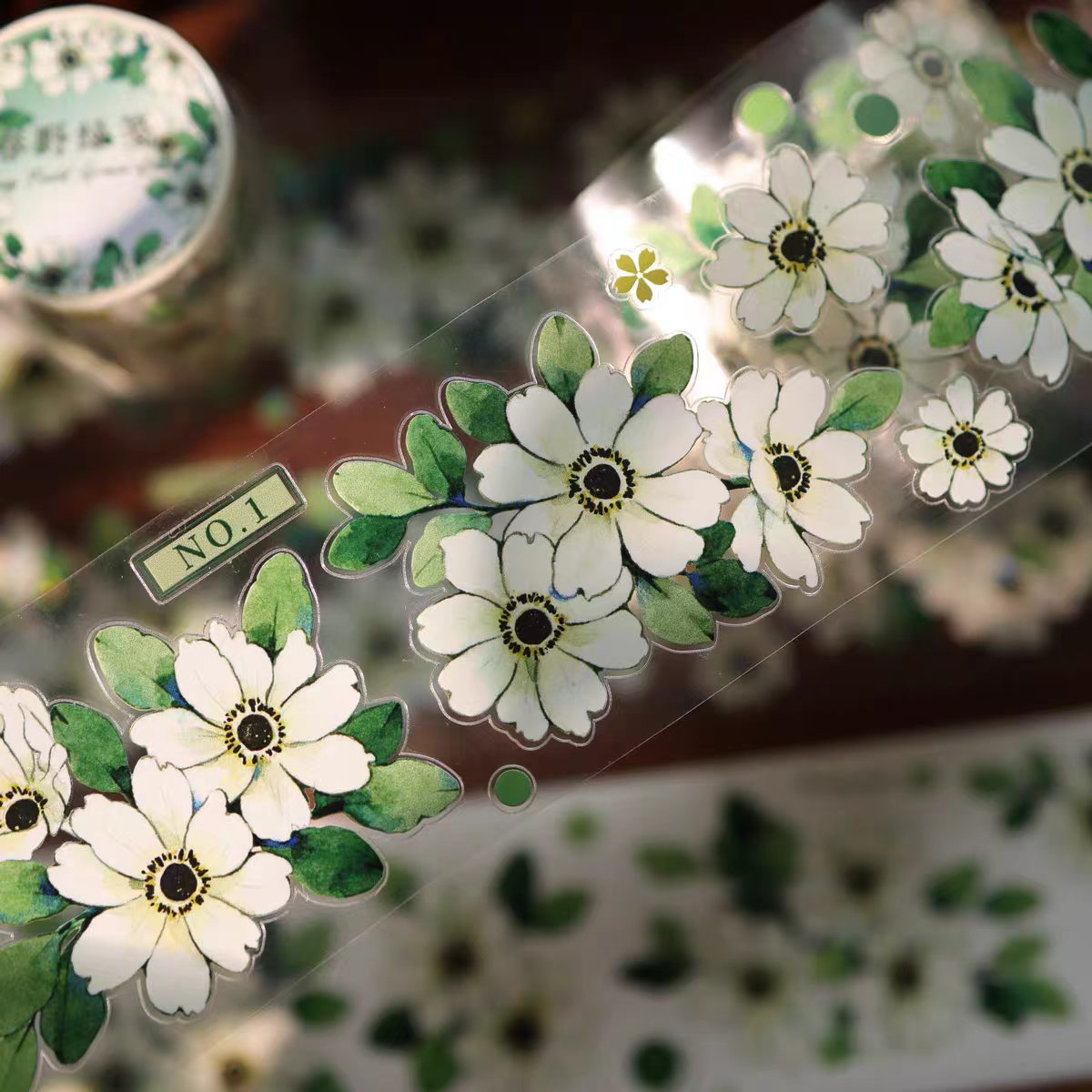 Floral Pattern Pre-cut Washi & PET Tape Set - Decorative Adhesive Tape for Journaling, Scrapbooking & Craft Projects