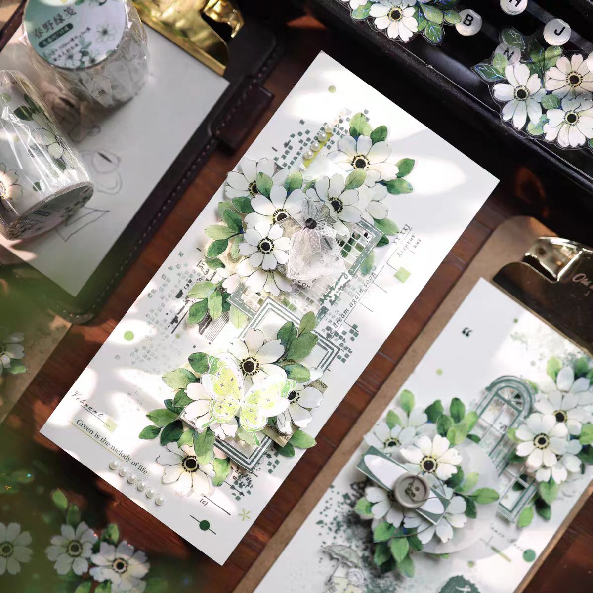 Floral Pattern Pre-cut Washi & PET Tape Set - Decorative Adhesive Tape for Journaling, Scrapbooking & Craft Projects