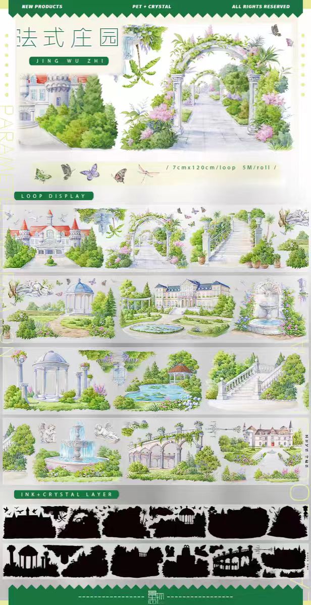 Transparent PET Landscape Tape for Journaling Scrapbooking (5m/roll)