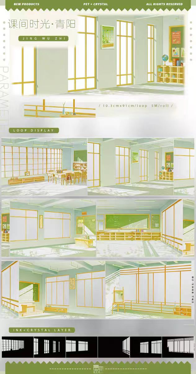 Transparent PET Landscape Tape for Journaling Scrapbooking (5m/roll)