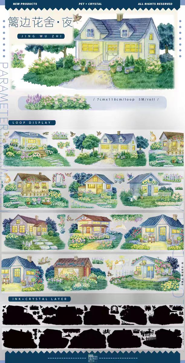 Transparent PET Landscape Tape for Journaling Scrapbooking (5m/roll)