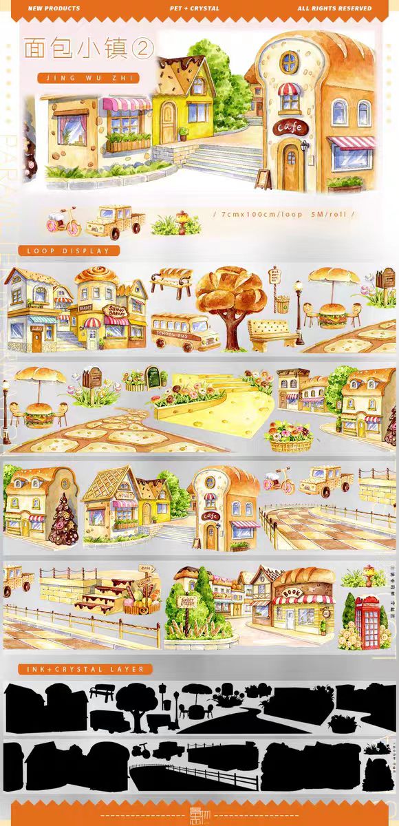 Transparent PET Landscape Tape for Journaling Scrapbooking (5m/roll)