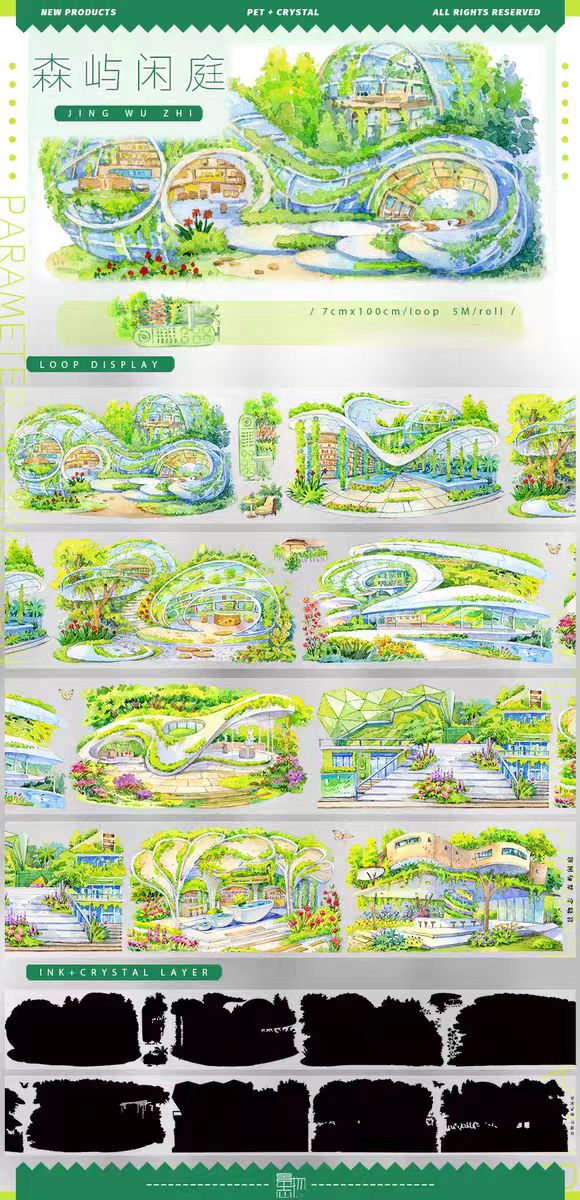 Transparent PET Landscape Tape for Journaling Scrapbooking (5m/roll)