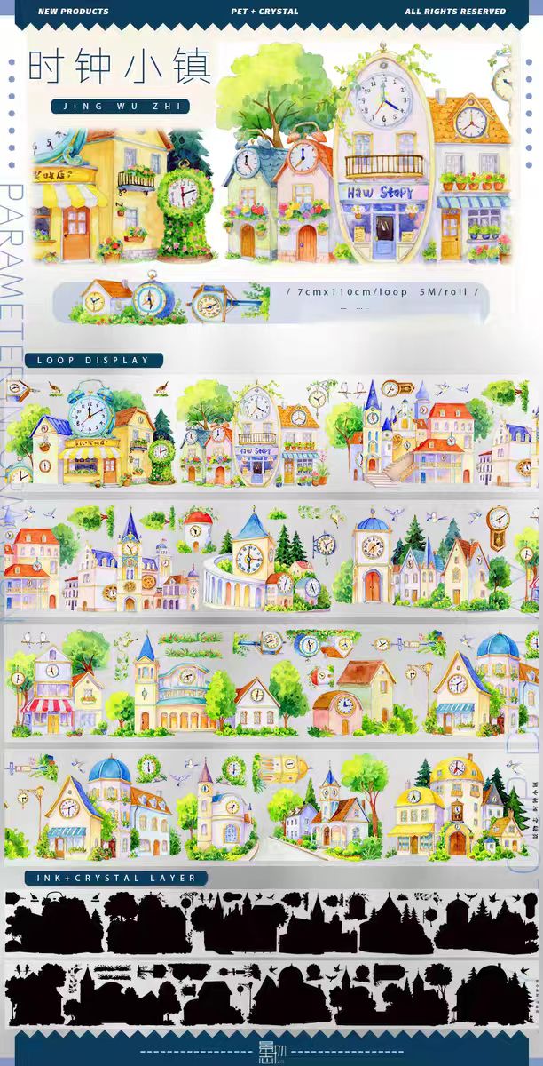 Transparent PET Landscape Tape for Journaling Scrapbooking (5m/roll)