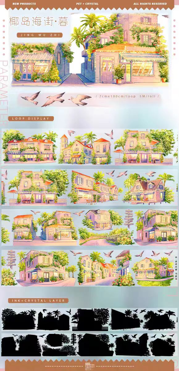 Transparent PET Landscape Tape for Journaling Scrapbooking (5m/roll)