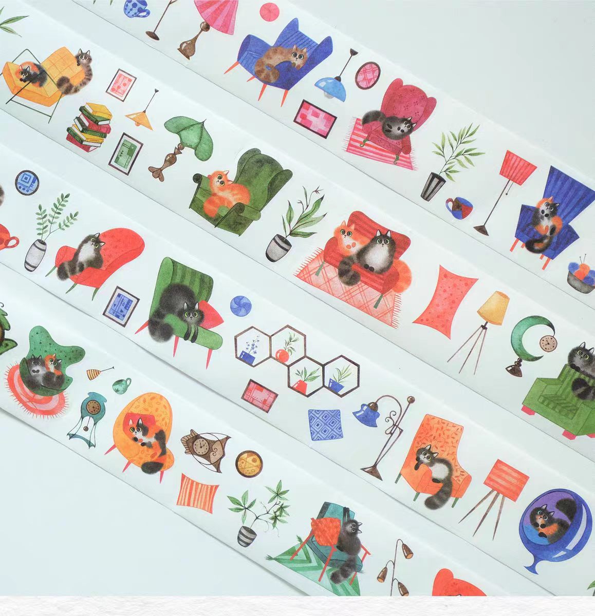 Journal pre-cut washi tape (Cat) 4cm*5m/roll
