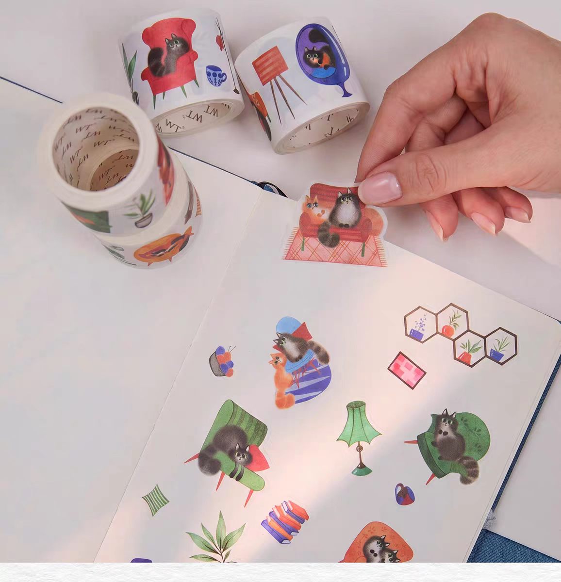 Journal pre-cut washi tape (Cat) 4cm*5m/roll