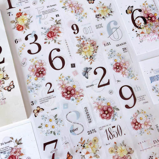 Journal pre-cut tape (flower and number) 5cm*6m/roll