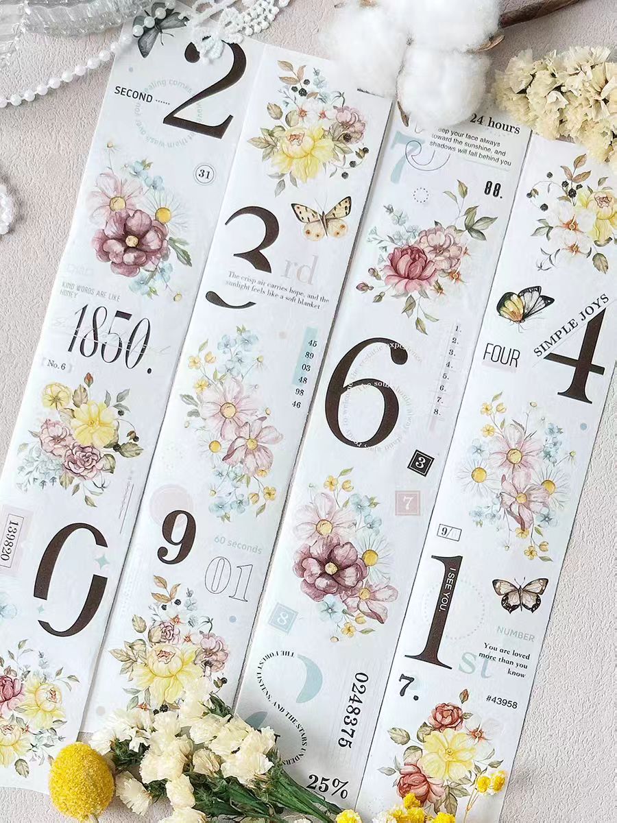 Journal pre-cut tape (flower and number) 5cm*6m/roll