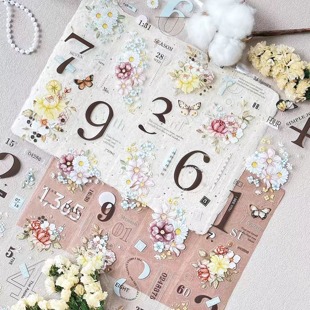 Journal pre-cut tape (flower and number) 5cm*6m/roll