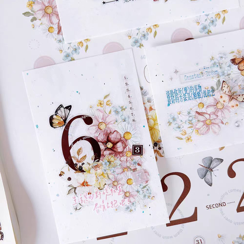Journal pre-cut tape (flower and number) 5cm*6m/roll