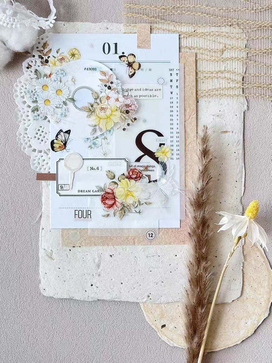 Journal pre-cut tape (flower and number) 5cm*6m/roll