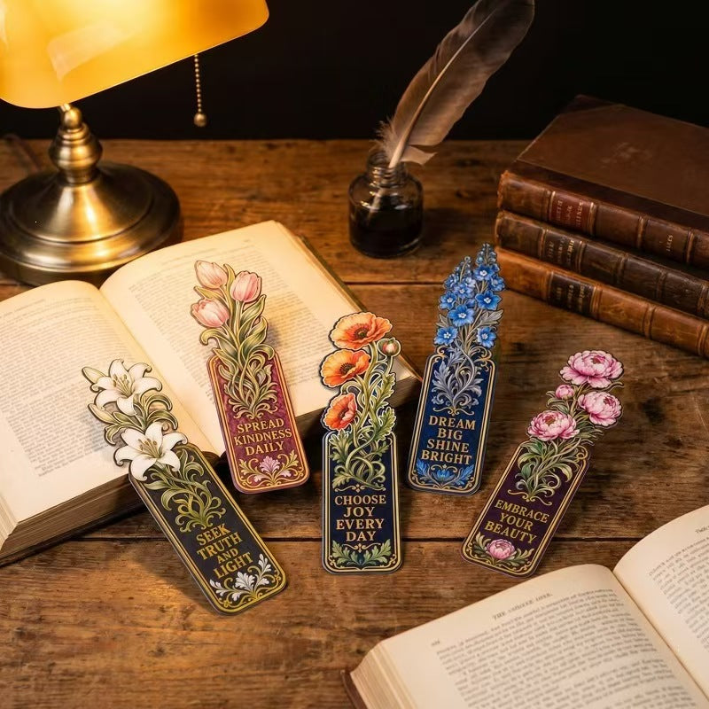 Floral paper bookmark (5 pcs/set)