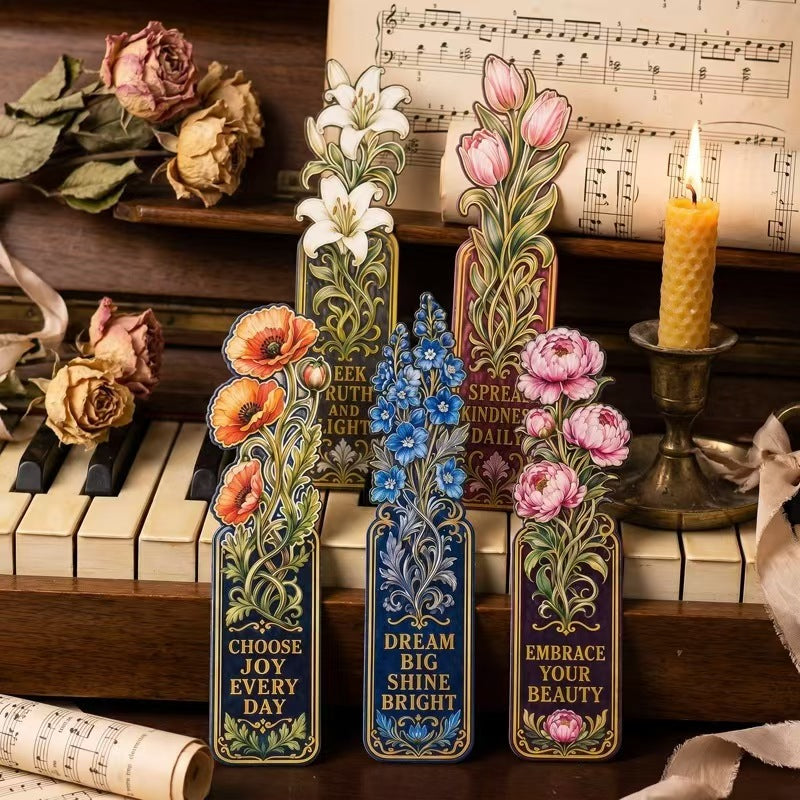 Floral paper bookmark (5 pcs/set)