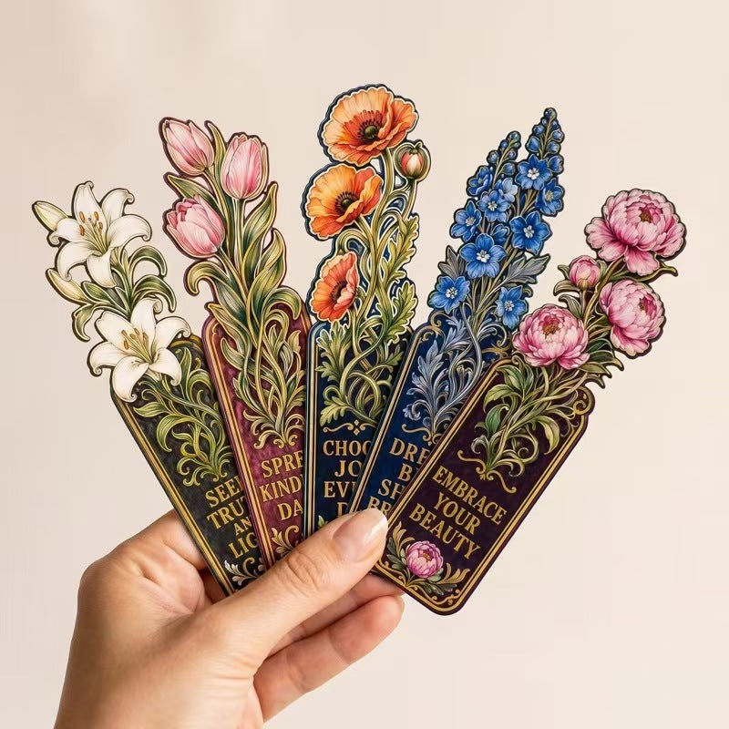 Floral paper bookmark (5 pcs/set)