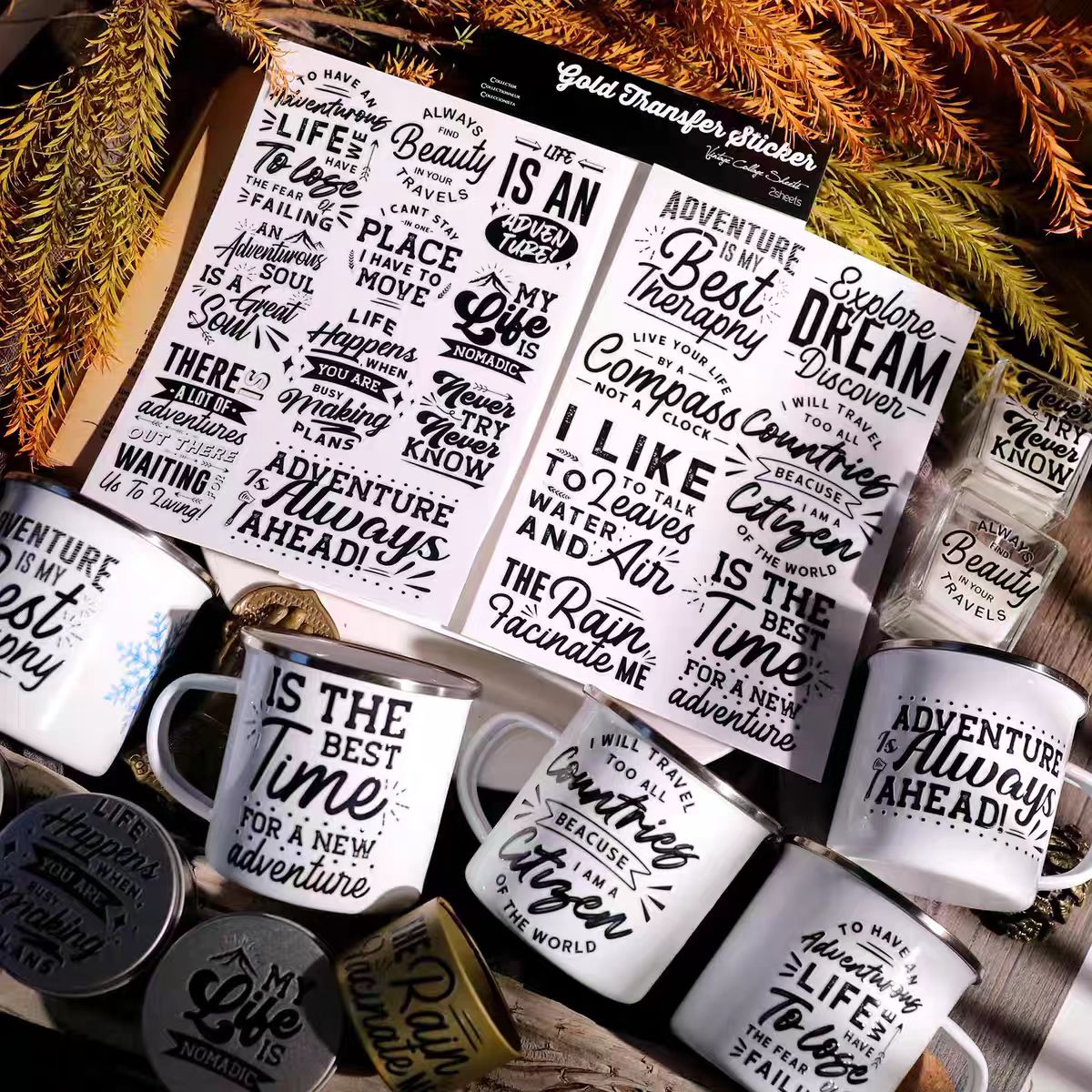 Waterproof Cold Transfer Stickers for Cup & Journal (2 sheets/pack)