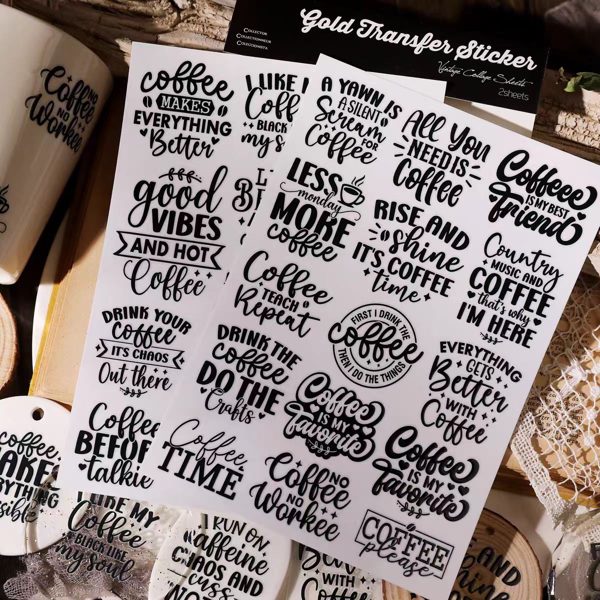 Waterproof Cold Transfer Stickers for Cup & Journal (2 sheets/pack)