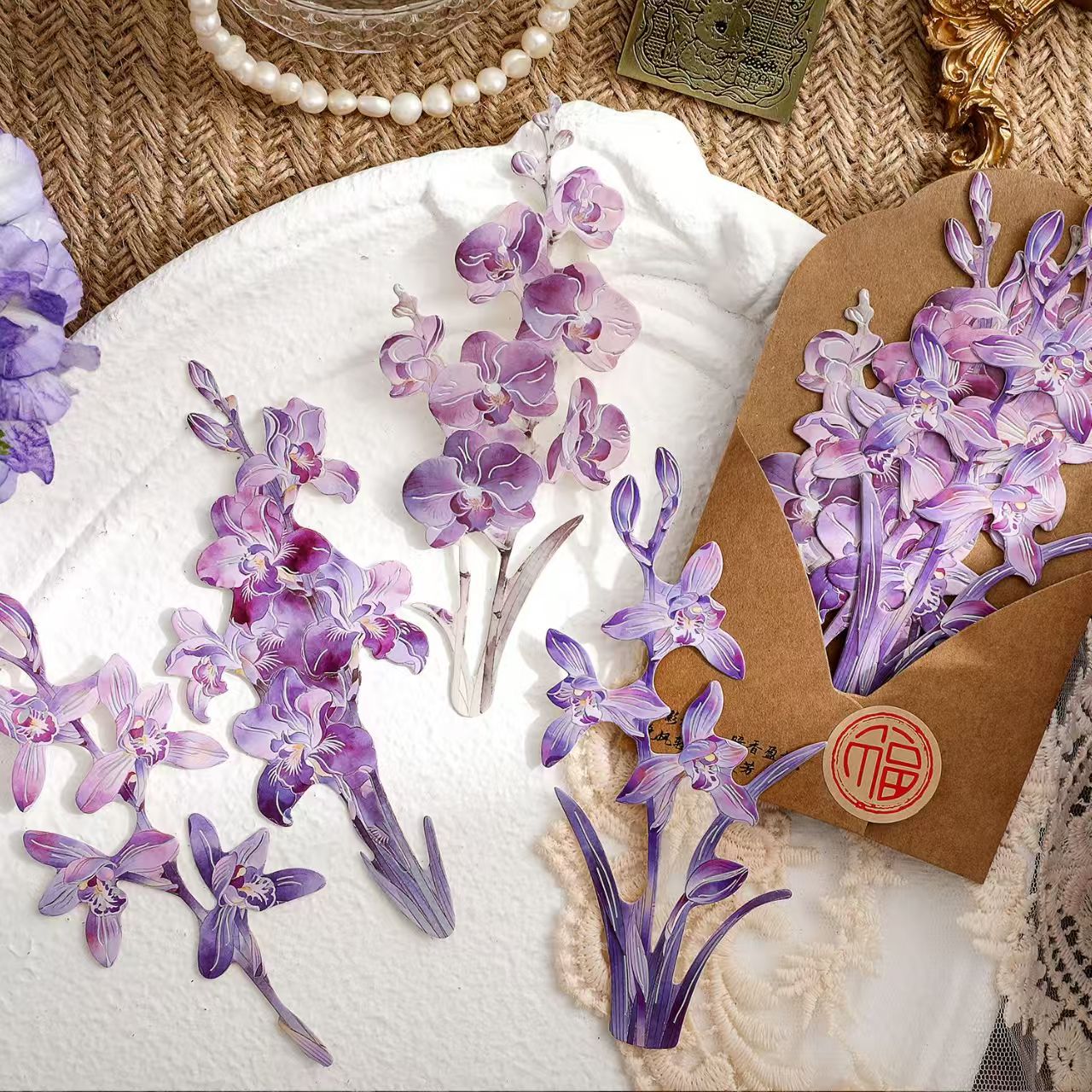 Journal flower paper packs (8 pcs/pack) paper+hot silver