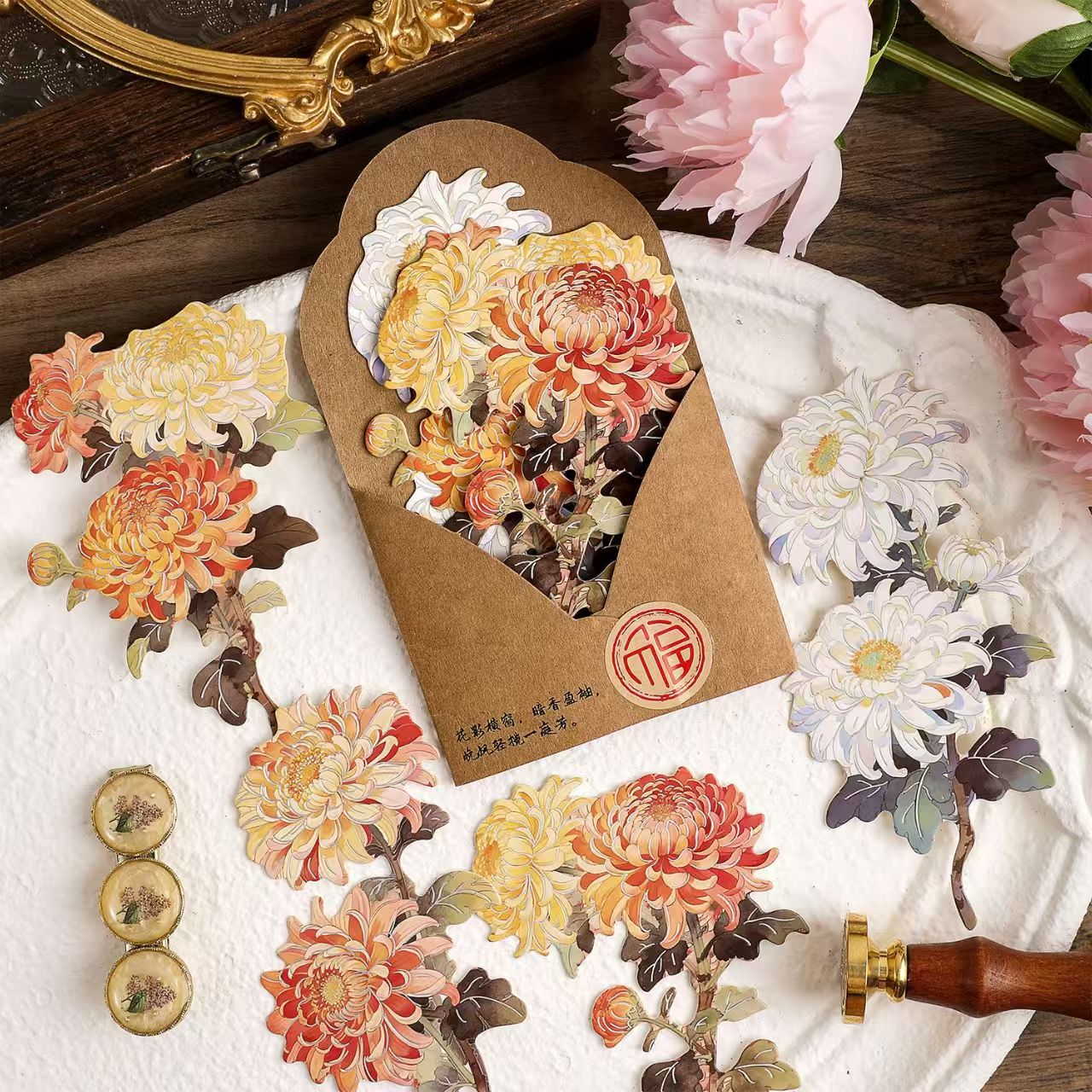 Journal flower paper packs (8 pcs/pack) paper+hot silver