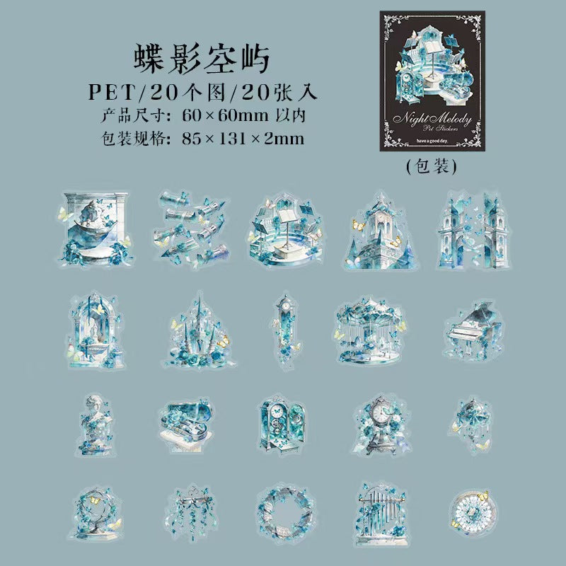 Journal Gothic style PET sticker packs (20pcs/pack)