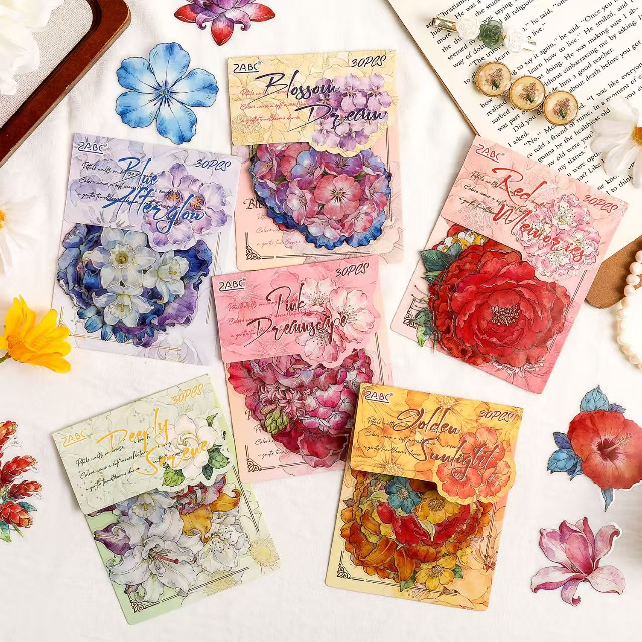 Journal flower PET sticker packs (30pcs/pack)