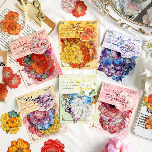 Journal flower PET sticker packs (30pcs/pack)