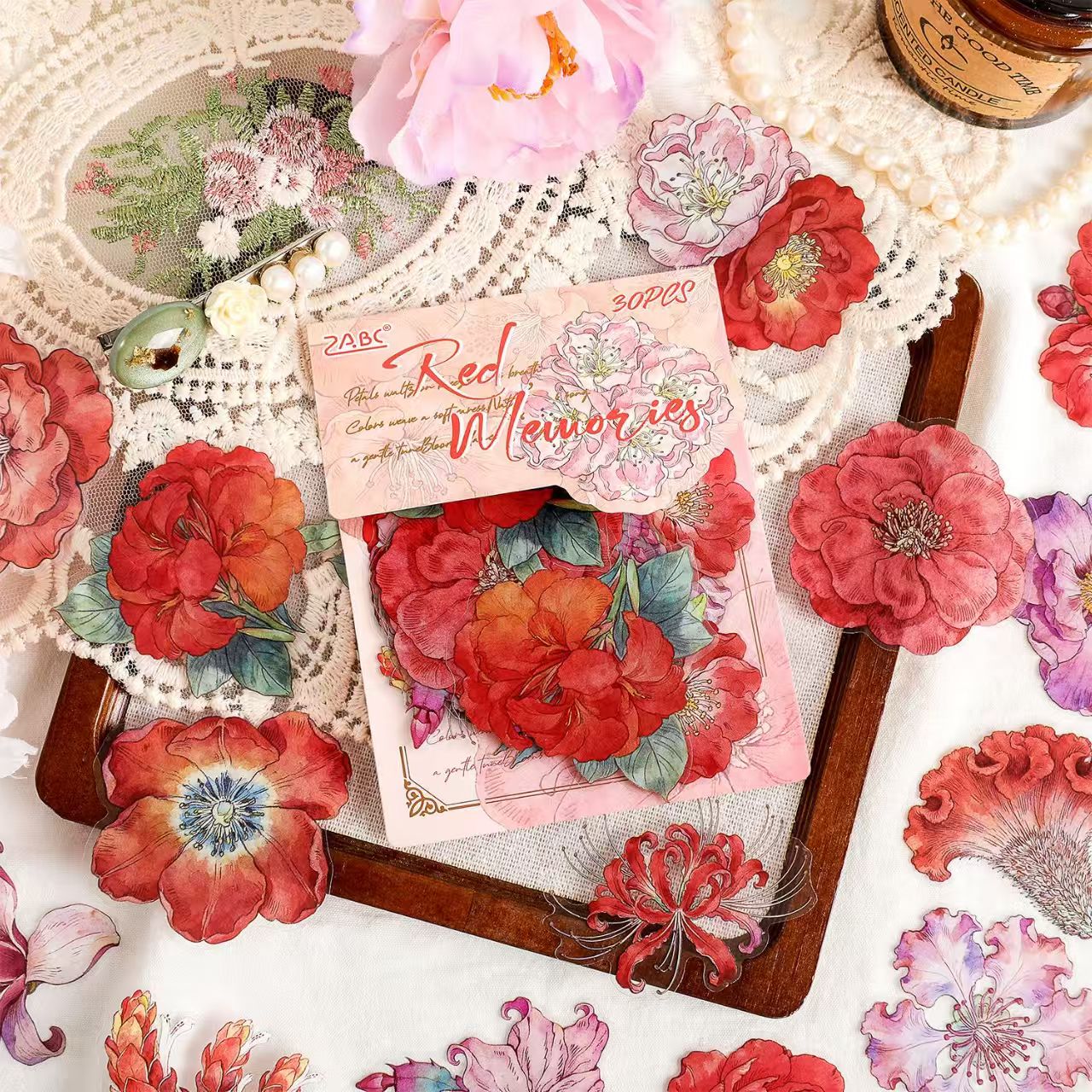 Journal flower PET sticker packs (30pcs/pack)