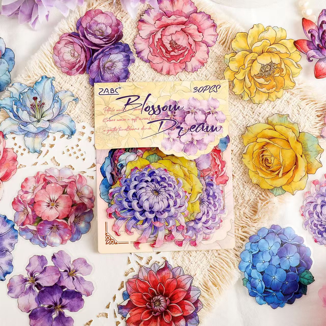 Journal flower PET sticker packs (30pcs/pack)