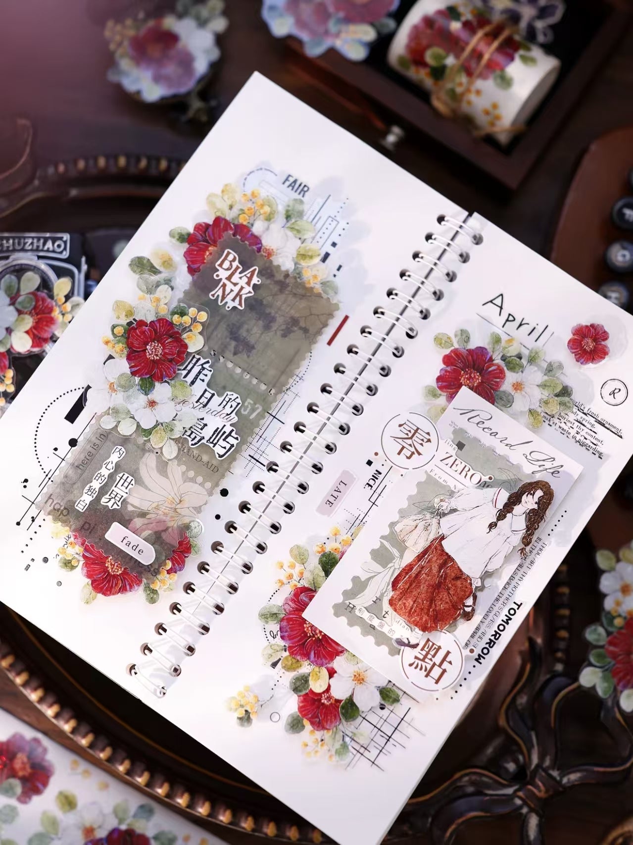 Journal pre-cut flower tape (5.5cm*5m/roll)