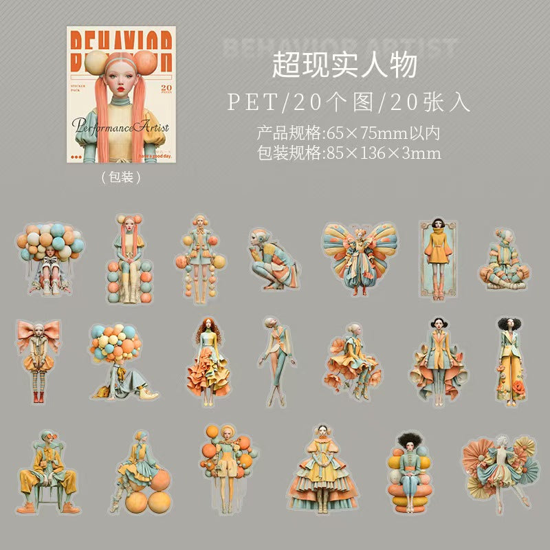 Journal PET Sticker Packs (Retro character)